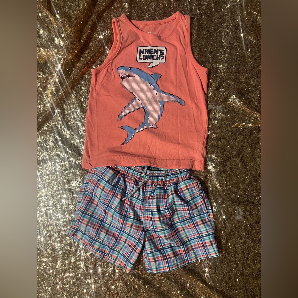 boys 5-6 Coral Shark Tank Michaels Plaid swim Short